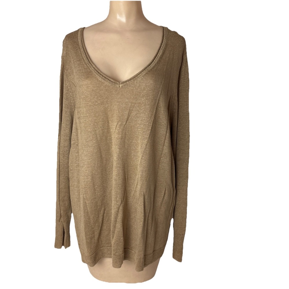 Chico's size 3 US XL Linen blend Long Sleeve Pullover Lightweight sweater Top